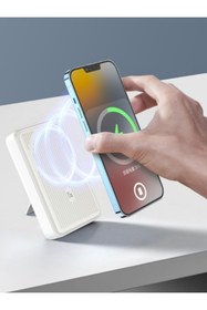 Resim Fulltech Fp6 10.000MAH 15W Magsafe Hızlı Şarj LCD Dijital Göstergeli Kablosuz Şarj Aleti Powerbank 