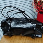 Resim Kadınlar için Siyah Vintage Boston Çantası - Büyük Kapasiteli Sentetik Tote, Fermuarlı Kapanış, Zarif Tek Omuz ve El Çantası, İşe, İşe veya Rahat Gezintiler için, İşe Aksesuar, Şık Tasarım, Pürüzsüz Dokuma 