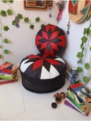 Resim Ottoman Pouffe El Yapımı Hakiki Deri Orijinal Bohem Ottoman Puf Minder60cm 