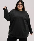 Resim Lena Grand Büyük Beden Bol Kesim Sweatshirt 185524003 Siyah 