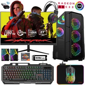 Resim Xaser XSR504 AMD Ryzen 7 5700X 27" 32 GB RAM 512 GB M.2 NVMe SSD 8GB RX580 FreeDOS Gaming Masaüstü 