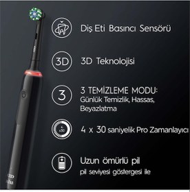 Resim Oral-B Pro 3500 Elektrikli Siyah Diş Fırçası + Seyahat Kabı 