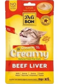 Resim Creamy Dana Ciğerli Sıvı Kedi Ödül Maması 5x15 Gr 
