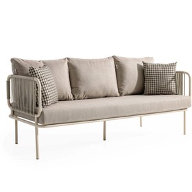 Resim Berlin Krem Üçlü Oturma Grubu 