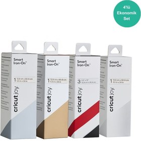 Resim Cricut Joy Smart Iron-On Isı Transfer Vinil (HTV) 4’lü Set (Gümüş, Altın, Siyah&Kırmızı, Beyaz) 