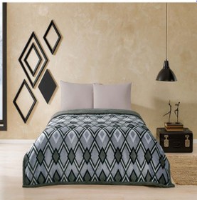 Resim Taç Harlow Çift Kişilik Battaniyeli Çarşaf Seti Gri Mavi 