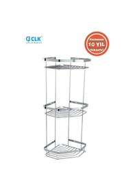 Resim Çelik Banyo Paslanmaz Çelik Zerrin 3 Lü 19x19 Cm Şampuanlık Köşe Süngerlik Krom 