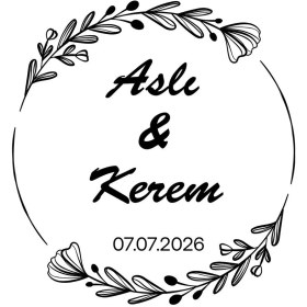 Resim Kişiye Özel Kına-nişan-söz-nikah-düğün Etiketi-özel Kesim Siyah Şeffaf Sticker 100 Adet 