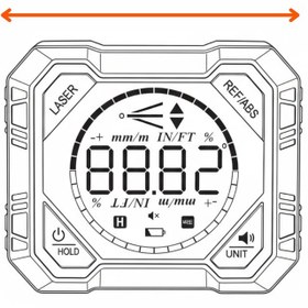 Resim Badem10 Dijital Manyetik Açı Ölçer Alüminyum Gövdeli Lazerli Type-C Şarj Girişli Yüksek Hassasiyetli 