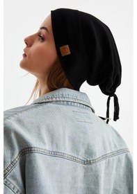 Resim Kadın %100 Pamuklu Kaşkorse Terletmez Ultra Hafif Ve Yumuşak Ipli Şapka Bere - Standart / Siyah Siyah 