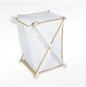 Resim HOLTECH Ahşap Çamaşır Kirli Sepeti, Oyuncak Sepeti-Bez AHŞAP BEYAZ 