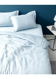 Resim Madame Coco Elicia Çift Kişilik %100 Pamuk Çizgili Saten Nevresim Takımı - Açık Mavi 8684427187340 MAVI 