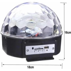 Resim Aesco Disko Topu Renkli Işıklı Lazer Parti Bluetooth Bağlantılı LED Küre 