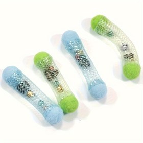 Resim 1 Adet Etkileşimli Ses Çıkaran Kedi Oyuncağı - Esnek Tüp ve Zil İçerir, Yaylı Yalama Kendi Kendine Oynama Oyuncuğu, Dayanıklı Plastik, Pil Gerekmez, Akıllendirici ve Eğlenceli, Silindir Şekilli, Dokulu Yüzey 