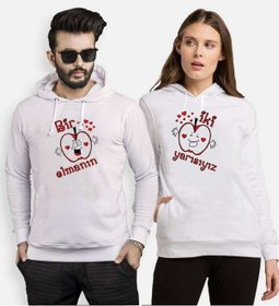 Resim Tshirthane Bir Elmanın Iki Yarı Sevgili Kombinleri Kapüşonlu Kom 