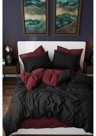 Resim More Home Çift Kişilik Yorgan Kılıfı + Yastık Kılıfı Siyah Bordo Bordo - Siyah More Home Çift Kişilik Yorgan Kılıfı + Yastık Kılıfı Siyah Bordo 