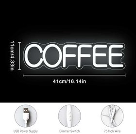 Resim Coffee Neon Tabela - Duvar Dekorasyonu için Kahve LED Işıklı Tabela, USB ile Çalışan Kısılabilir Neon Işık, Kafeler, Mağazalar, Ev Barlar ve Restoranlar için Şık Sanat Dekorasyonu Olarak Mükemmel 