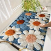 Resim Kaymaz Papatya Desenli Banyo Matı, Makinede Yıkanabilir, Banyo, Yatak Odası ve Mutfak için Uygun, Hem İç Mekan hem de Dış Mekanda Kullanım, İlkbahar ve Yaz Ev Dekorasyonu için İdeal, Anneler Günü ve Mezuniyet Sezonu için Mükemmel Hediye Seçeneği 