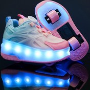 Resim Erkek Çocuklarının Parlayan Paten Ayakkabıları, Harika Lamba Aydınlatmalı Ayakkabılar, İki Tekerlekli, Şarj Edilebilir, Spor Ayakkabılar, Moda Işıklı Ayakkabılar, Hediyelik 