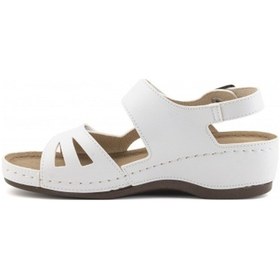 Resim Comfortortho Rahat 1818 Ortopedik Vegan Deri Kadın Sandalet Beyaz 