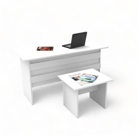 Resim L'occi Concept Diego Ofis Çalışma Masası Sehpa 2'li Büro Masa Takımı Beyaz Dg8-w 