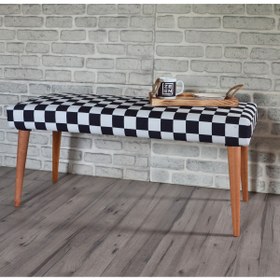 Resim Sanal Mobilya Retro Bench Dama Desenli 