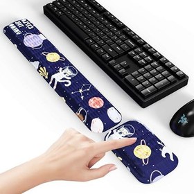 Resim MEKASS Klavye ve Fare için Ergonomik Bilek Desteği, Kaymaz Silikon Tabanlı Yumuşak Hafızalı Köpük Klavye Bilek Dinlenme Seti, Kolay Yazma, Ağrı Kesici, Ofis, İş, Oyun Konforu (Eşsiz) 