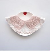 Resim Pembe Dantel Yuvarlak Bebek Önlüğü Pamuk Bebek Salyası Dantel Sahte Yaka Kravat Önlükler Kız Önlükler Pembe 