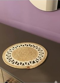 Resim Natural Jut, Moderin Görünümlü Hasır 33 X 33 Cm, Amerikan Servis, Supla. Bej-Şerit 