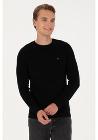 Resim U.S. Polo Assn. Erkek Slim Fit Bisiklet Yaka Siyah Basic Kazak 50313667-VR046 