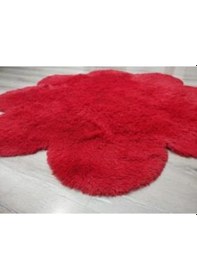 Resim Doğuş Tavşan Tüyü Kırmızı 140 x 140Cm Papatya Şeklinde Halı 