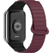 Resim Xiaomi Redmi Watch 4 Silikon Kordon Zore KRD-105 Strap Kayış-Koyu Kırmızı-Siyah 