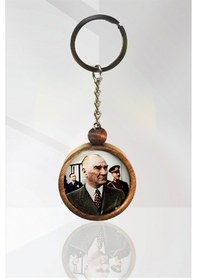 Resim Mustafa Kemal Atatürk Ahşap Anahtarlık Tek Ebat N11.12597 