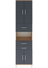 Resim Arges Dolap 3 Raflı 3 Çekmeceli 4 Kapaklı 60x30x243 Çam-antrasit Atlas Çam 