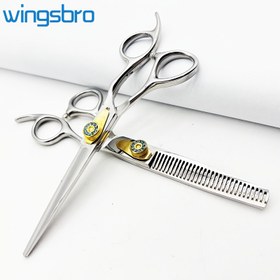 Resim 1 adet Wingsbro 6 İnç Profesyonel Saç Kesme Makinesi, Dokulu Bıçak, Ergonomik Tasarım, Keskin Kesme Kenarı, Saç Kesme Makinesi, Şık Metalik Bitiş, Dayanıklı İnşaat 