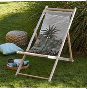 Resim Renkli Manzara Tasarımlı Katlanır Şezlong Ahşap Fırınlanmış Gürgen Ağacı, Süet Kumaş Çok Renkli 