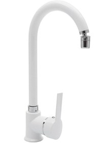 Resim Beyaz T-max Pirinç 360° Oynar Başlıklı Evye MutfakBataryası 