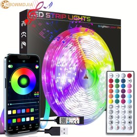 Resim HBOWMDJIA Akıllı LED Şerit Işıkları, 91.44cm-30.48metre - Renk Değiştirme & Müzik Senkronizasyonu, Uygulama Kontrolü ve Uzaktan Kumanda, USB Güçlü, Yatak Odası Atmosferi & Parti Süslemeleri için İdeal 