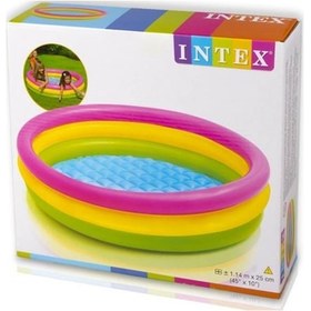 Resim İntex 3 Boğumlu Şişme Tabanlı Çocuk Havuzu 114 x 25 Cm Top Havuzu Çok Renkli 