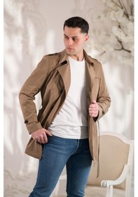 Resim Slim Fit Astarlı Baharlık Kemerli Erkek Trençkot 001 