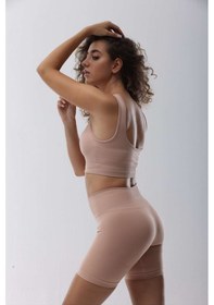 Resim Seamless Pudra Normal Bel Kısa Fitted Basic Sporcu Tayt Pudra 