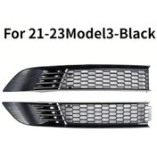 Resim Honeybeeshop Tesla Model Y Model 3 Grille Ekleme 2 Adet On Hava Giris Kapak Mat Siyah 2021 2024 2023 Uyumlu 