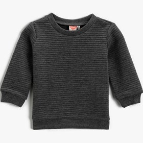 Resim Erkek Bebek Çizgili Sweatshirt Bisiklet Yaka 