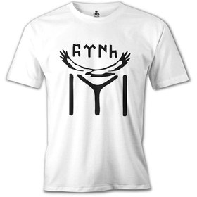 Resim Lord T-Shirt Türk Kayı Boyu Bayrak - Logo Beyaz Erkek Tshirt 