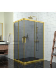 Resim Tekno Duş Gold Rigel 6mm Füme Cam Dikdörtgen Duşakabin Füme 