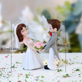 Resim 2 Adet Mini El İşi Süs Eşyası Seti, Çiçek Tutan Bir Çift Özelliğine Sahip, Festivaller Sırasında Romantik Hediyeler İçin Mükemmel, Yaz Temalı, Araba Dekorasyonu İçin Uygun. 