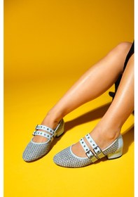 Resim Luvi Shoes Lapıs Bebe Mavi Hasır Kadın Kısa Topuklu Ayakkabı Bebek Mavisi 