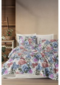 Resim Baskılı Pike Takımı Çift Kişilik Lotus Mavi Mavi 