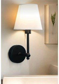 Resim Modern Kablosuz Duvar Aplik Lampe Pilli Aplik Mat Siyah Pil İle Çalışır Krem Abajur Siyah 