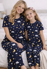 Resim PEMBİŞ HOMEWEAR Lana Night Kısa Kollu Anne Kız Pijama Takımı 